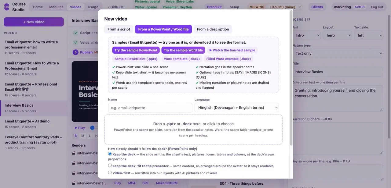 The import tab showing the drop zone and three fidelity choices